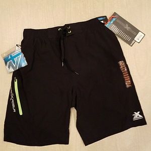 NWT ZeroXposur Men Swim Shorts Trunks Black Stretc